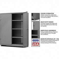 Strong Hold - 3 Shelf Locking Storage Cabinet - Steel, 60" Wide x 24" Deep x 75" High, Medium Gray - Americas Industrial Supply