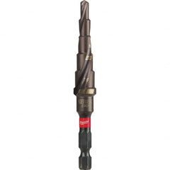 Milwaukee Tool - 6 Hole Sizes, 1/8 to 1/2" Hole Diam Steel Rapid Strike Tip Step Drill Bit - Americas Industrial Supply