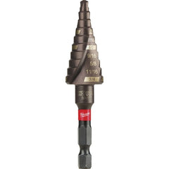 Milwaukee Tool - 10 Hole Sizes, 3/16 to 3/4" Hole Diam Steel Rapid Strike Tip Step Drill Bit - Americas Industrial Supply