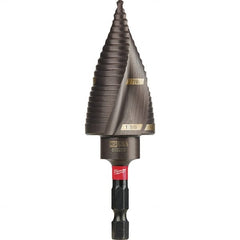 Milwaukee Tool - 2 Hole Sizes, 7/8 to 1-1/8" Hole Diam Steel Rapid Strike Tip Step Drill Bit - Americas Industrial Supply