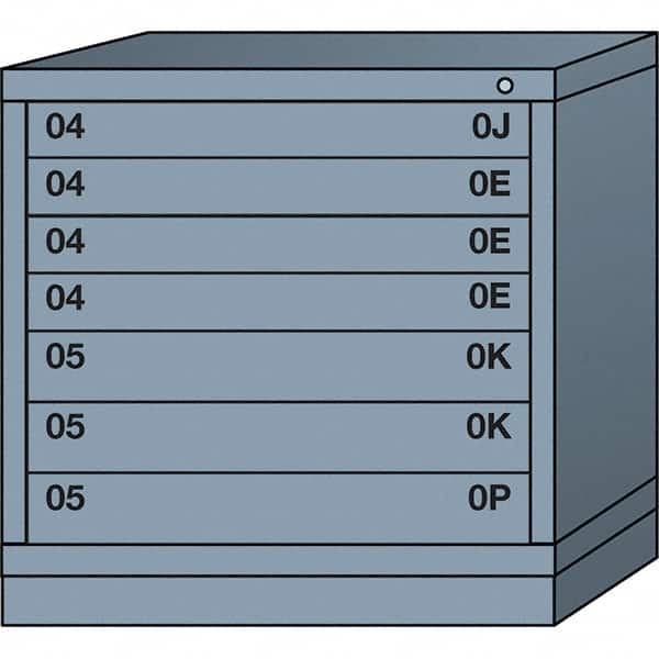 Lyon - 7 Drawer, Standard Table Height - Single Drawer Access Cabinet - Steel, 30" Wide x 28-1/4" Deep x 30-1/8" High, Dove Gray - Americas Industrial Supply