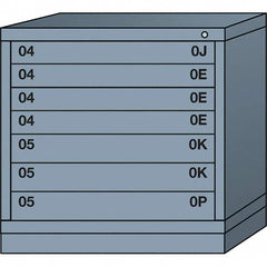 Lyon - 7 Drawer, Standard Table Height - Single Drawer Access Cabinet - Steel, 30" Wide x 28-1/4" Deep x 30-1/8" High, Dove Gray - Americas Industrial Supply