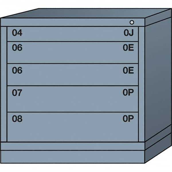 Lyon - 5 Drawer, Standard Table Height - Single Drawer Access Cabinet - Steel, 30" Wide x 28-1/4" Deep x 30-1/8" High, Dove Gray - Americas Industrial Supply