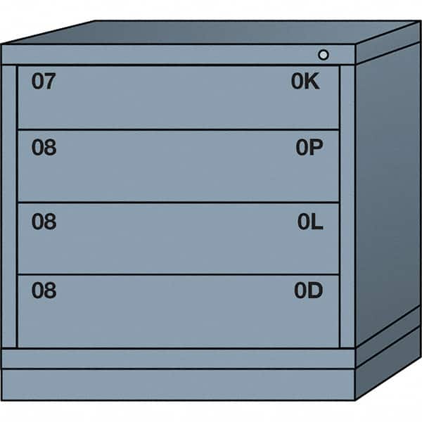 Lyon - 4 Drawer, Standard Table Height - Single Drawer Access Cabinet - Steel, 30" Wide x 28-1/4" Deep x 30-1/8" High, Dove Gray - Americas Industrial Supply