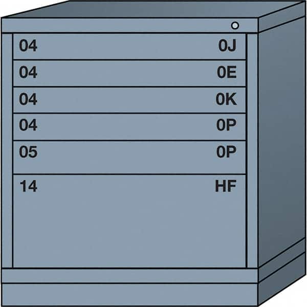 Lyon - 6 Drawer, Standard Bench Height - Single Drawer Access Cabinet - Steel, 30" Wide x 28-1/4" Deep x 33-1/4" High, Dove Gray - Americas Industrial Supply