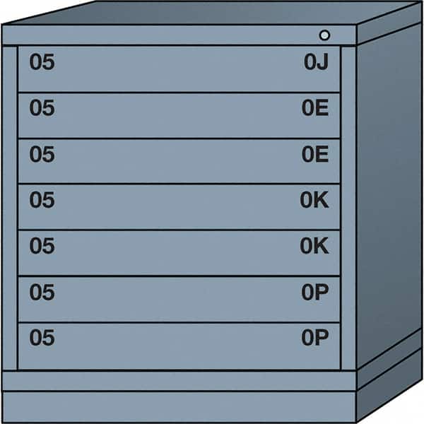 Lyon - 7 Drawer, Standard Bench Height - Single Drawer Access Cabinet - Steel, 30" Wide x 28-1/4" Deep x 33-1/4" High, Dove Gray - Americas Industrial Supply