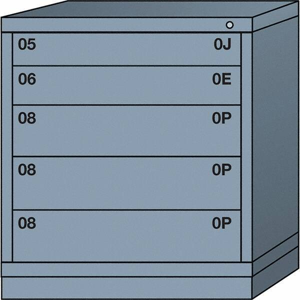 Lyon - 5 Drawer, Standard Bench Height - Single Drawer Access Cabinet - Steel, 30" Wide x 28-1/4" Deep x 33-1/4" High, Dove Gray - Americas Industrial Supply