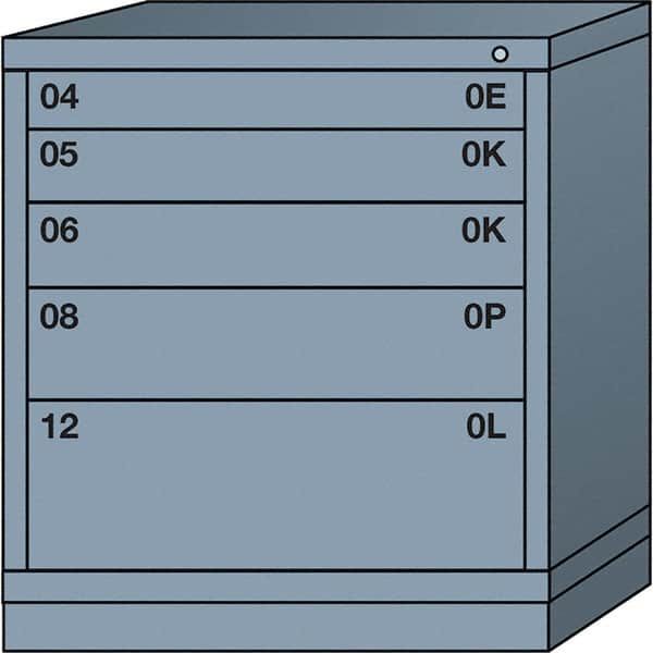 Lyon - 5 Drawer, Standard Bench Height - Multiple Drawer Access Cabinet - Steel, 30" Wide x 28-1/4" Deep x 33-1/4" High, Dove Gray - Americas Industrial Supply