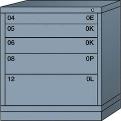Lyon - 5 Drawer, Standard Bench Height - Multiple Drawer Access Cabinet - Steel, 30" Wide x 28-1/4" Deep x 33-1/4" High, Dove Gray - Americas Industrial Supply