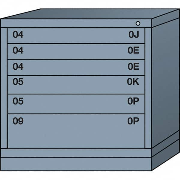 Lyon - 6 Drawer, Standard Table Height - Single Drawer Access Cabinet - Steel, 30" Wide x 28-1/4" Deep x 30-1/8" High, Dove Gray - Americas Industrial Supply