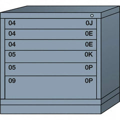 Lyon - 6 Drawer, Standard Table Height - Single Drawer Access Cabinet - Steel, 30" Wide x 28-1/4" Deep x 30-1/8" High, Dove Gray - Americas Industrial Supply