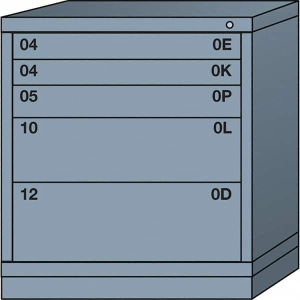 Lyon - 5 Drawer, Standard Bench Height - Single Drawer Access Cabinet - Steel, 30" Wide x 28-1/4" Deep x 33-1/4" High, Dove Gray - Americas Industrial Supply