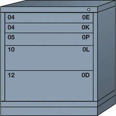 Lyon - 5 Drawer, Standard Bench Height - Single Drawer Access Cabinet - Steel, 30" Wide x 28-1/4" Deep x 33-1/4" High, Dove Gray - Americas Industrial Supply