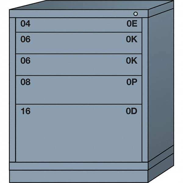 Lyon - 5 Drawer, Standard Mid-Range - Single Drawer Access Cabinet - Steel, 30" Wide x 28-1/4" Deep x 37-15/79" High, Dove Gray - Americas Industrial Supply