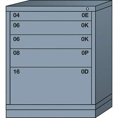 Lyon - 5 Drawer, Standard Mid-Range - Single Drawer Access Cabinet - Steel, 30" Wide x 28-1/4" Deep x 37-15/79" High, Dove Gray - Americas Industrial Supply