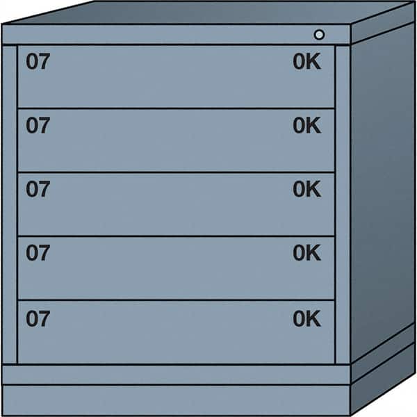 Lyon - 5 Drawer, Standard Bench Height - Multiple Drawer Access Cabinet - Steel, 30" Wide x 28-1/4" Deep x 33-1/4" High, Dove Gray - Americas Industrial Supply