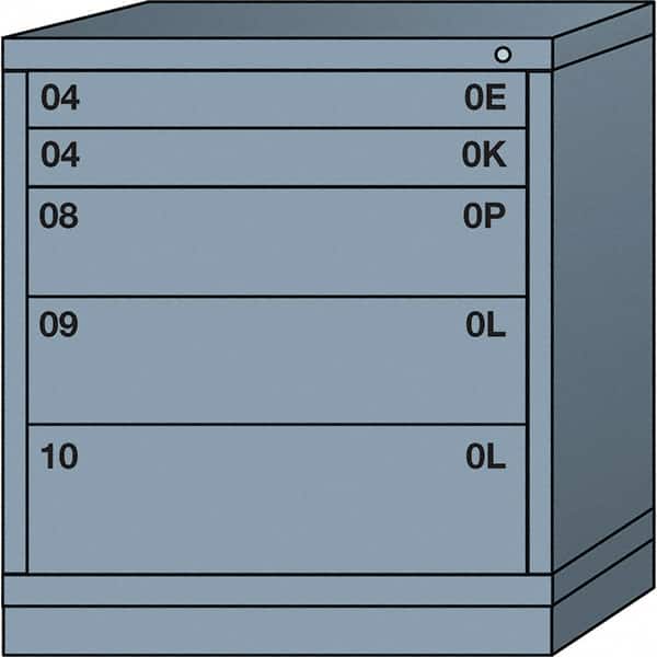 Lyon - 5 Drawer, Standard Bench Height - Multiple Drawer Access Cabinet - Steel, 30" Wide x 28-1/4" Deep x 33-1/4" High, Dove Gray - Americas Industrial Supply