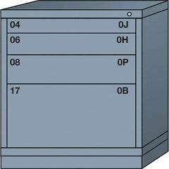Lyon - 4 Drawer, Standard Bench Height - Multiple Drawer Access Cabinet - Steel, 30" Wide x 28-1/4" Deep x 33-1/4" High, Dove Gray - Americas Industrial Supply