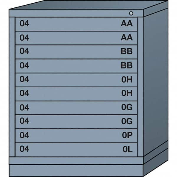 Lyon - 10 Drawer, Standard Mid-Range - Single Drawer Access Cabinet - Steel, 30" Wide x 28-1/4" Deep x 37-15/79" High, Dove Gray - Americas Industrial Supply