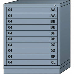 Lyon - 10 Drawer, Standard Mid-Range - Multiple Drawer Access Cabinet - Steel, 30" Wide x 28-1/4" Deep x 37-15/79" High, Dove Gray - Americas Industrial Supply