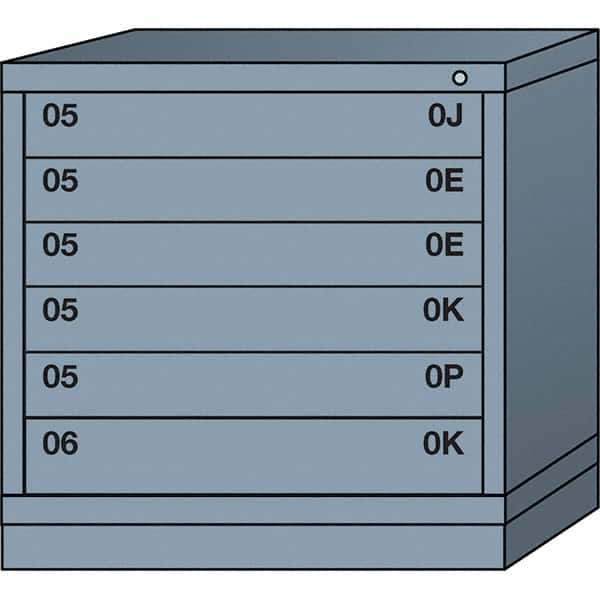 Lyon - 6 Drawer, Standard Table Height - Single Drawer Access Cabinet - Steel, 30" Wide x 28-1/4" Deep x 30-1/8" High, Dove Gray - Americas Industrial Supply