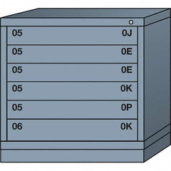 Lyon - 6 Drawer, Standard Table Height - Multiple Drawer Access Cabinet - Steel, 30" Wide x 28-1/4" Deep x 30-1/8" High, Dove Gray - Americas Industrial Supply