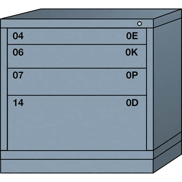 Lyon - 4 Drawer, Standard Table Height - Multiple Drawer Access Cabinet - Steel, 30" Wide x 28-1/4" Deep x 30-1/8" High, Dove Gray - Americas Industrial Supply