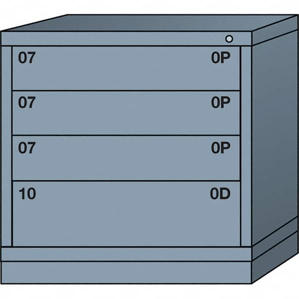 Lyon - 4 Drawer, Standard Table Height - Single Drawer Access Cabinet - Steel, 30" Wide x 28-1/4" Deep x 30-1/8" High, Dove Gray - Americas Industrial Supply