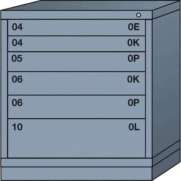 Lyon - 6 Drawer, Standard Bench Height - Multiple Drawer Access Cabinet - Steel, 30" Wide x 28-1/4" Deep x 33-1/4" High, Dove Gray - Americas Industrial Supply