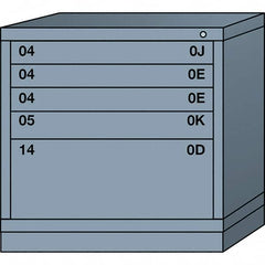 Lyon - 5 Drawer, Standard Table Height - Single Drawer Access Cabinet - Steel, 30" Wide x 28-1/4" Deep x 30-1/8" High, Dove Gray - Americas Industrial Supply