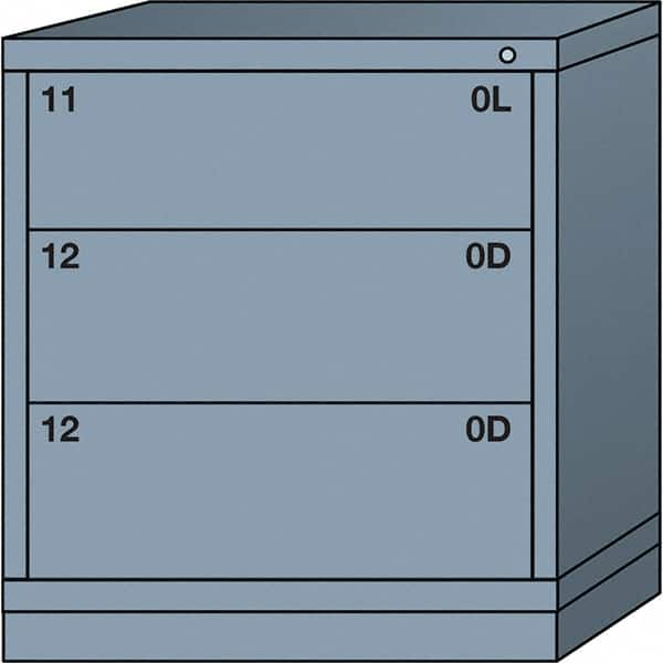 Lyon - 3 Drawer, Standard Bench Height - Multiple Drawer Access Cabinet - Steel, 30" Wide x 28-1/4" Deep x 33-1/4" High, Dove Gray - Americas Industrial Supply