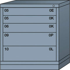 Lyon - 5 Drawer, Standard Bench Height - Multiple Drawer Access Cabinet - Steel, 30" Wide x 28-1/4" Deep x 33-1/4" High, Dove Gray - Americas Industrial Supply
