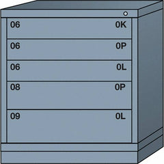 Lyon - 5 Drawer, Standard Bench Height - Multiple Drawer Access Cabinet - Steel, 30" Wide x 28-1/4" Deep x 33-1/4" High, Dove Gray - Americas Industrial Supply