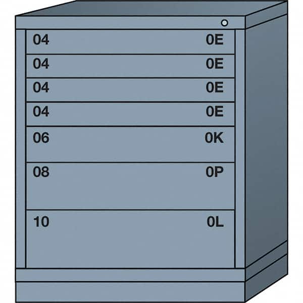 Lyon - 7 Drawer, Standard Mid-Range - Multiple Drawer Access Cabinet - Steel, 30" Wide x 28-1/4" Deep x 37-15/79" High, Dove Gray - Americas Industrial Supply