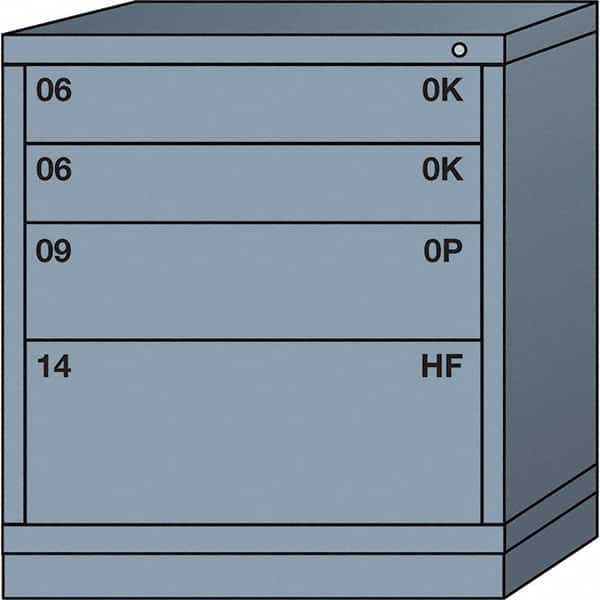 Lyon - 4 Drawer, Standard Bench Height - Single Drawer Access Cabinet - Steel, 30" Wide x 28-1/4" Deep x 33-1/4" High, Dove Gray - Americas Industrial Supply