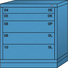 Lyon - 5 Drawer, Standard Bench Height - Multiple Drawer Access Cabinet - Steel, 30" Wide x 28-1/4" Deep x 33-1/4" High, Wedgewood Blue - Americas Industrial Supply