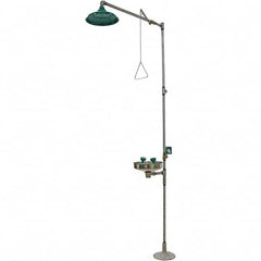 Haws - 25 GPM shower Flow, Drench shower & Eyewash Station - Bowl, Push Flag Activated, Galvanized Steel Pipe, Plastic Shower Head, Corrosion Resistant - Americas Industrial Supply