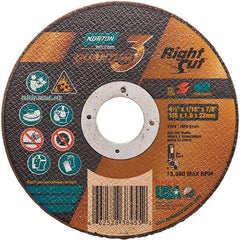 Norton - 4-1/2" 36 Grit Ceramic Alumina Cutoff Wheel - 1/16" Thick, 7/8" Arbor, 13,580 Max RPM, Use with Angle Grinders - Americas Industrial Supply