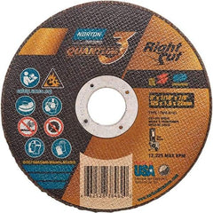 Norton - 5" 36 Grit Ceramic Alumina Cutoff Wheel - 1/16" Thick, 7/8" Arbor, 12,225 Max RPM, Use with Angle Grinders - Americas Industrial Supply