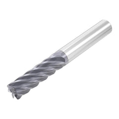 Roughing & Finishing End Mills; Mill Diameter (Decimal Inch): 0.2500; Mill Diameter (Inch): 1/4; End Type: Corner Radius; Corner Radius (Decimal Inch): 0.0150; Number of Flutes: 6; Material: Solid Carbide; Finish/Coating: AlTiN; Length of Cut (Inch): 3/8;