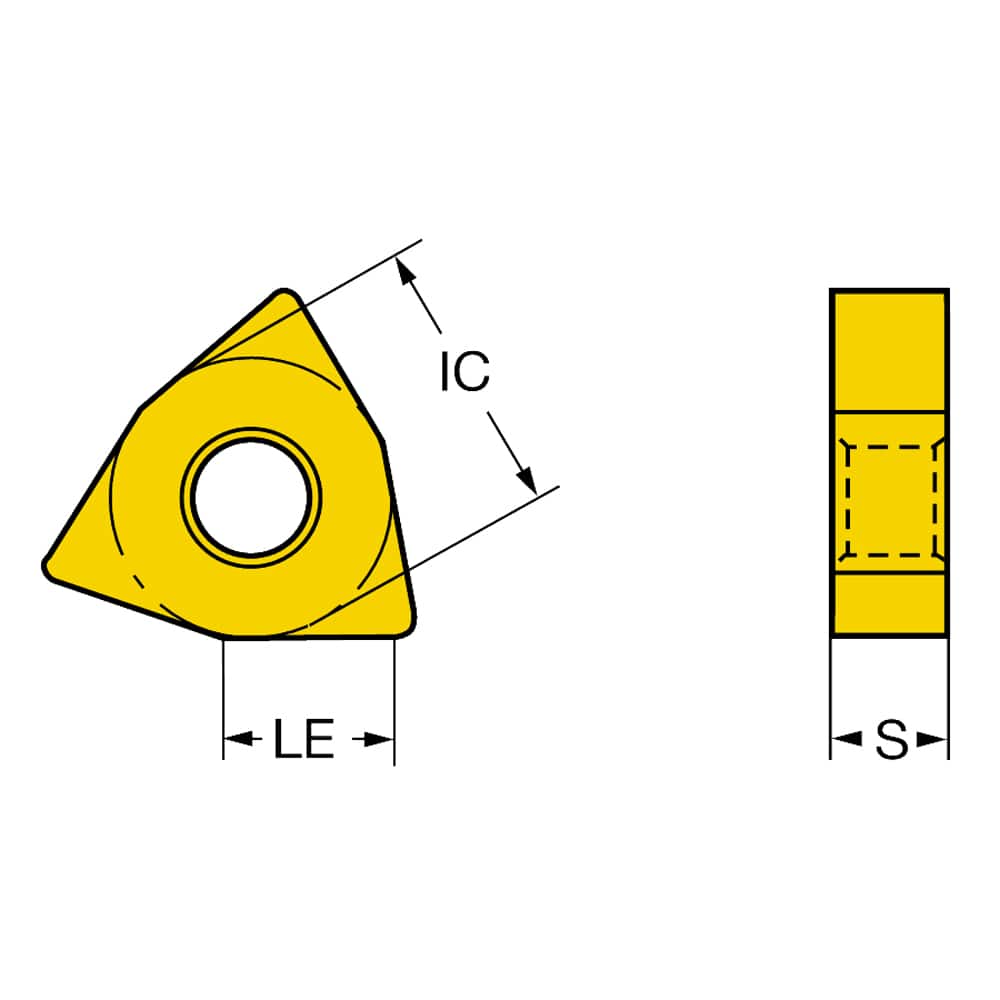 Turning Insert:  TNMX 11 06-2 4425,  Solid Carbide TiCN, Al2O3 & TiN Finish,  Left Hand,  0.1969″ Corner Radius,  N/A Trigon,