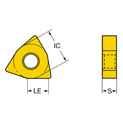 Turning Insert:  TNMX 11 06-2 4425,  Solid Carbide TiCN, Al2O3 & TiN Finish,  Left Hand,  0.1969″ Corner Radius,  N/A Trigon,