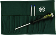 4 Piece - ESD Safe Interchangeable Blade Set Includes ESD Safe Handle - #10891 - Slotted 3; 4; 6 and Phillips #0; 1 & 2 Blades in Canvas Pouch - Americas Industrial Supply
