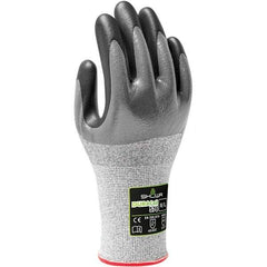 SHOWA - Size 2XL (10), ANSI Cut Lvl A3, Puncture Lvl 2, Abrasion Lvl 4, Nitrile Coated ATA/HPPE Blend Cut & Puncture Resistant Gloves - Palm, Fingers & Knuckles Coated, DURACoil Lining, Knit Wrist, Gray, Paired - Americas Industrial Supply