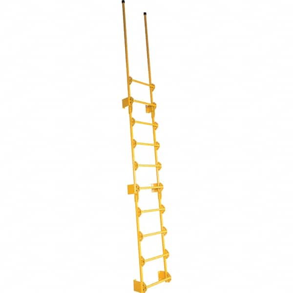 Steel Wall Mounted Ladder: 161-1/2″ High, 10 Steps, 300 lb Capacity 20-7/16″ Base Width