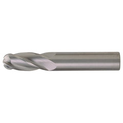 ‎7/32″ Dia. × 1/4″ Shank × 5/8″ DOC × 2-1/2″ OAL, Carbide TiAlN, Spiral , 4 Flute, CW Helix, Round, Ballnose End Mill - Exact Industrial Supply