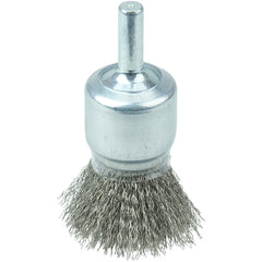 3/4″ Coated Cup Crimped Wire End Brush, .006″ Stainless Steel Fill - Americas Industrial Supply