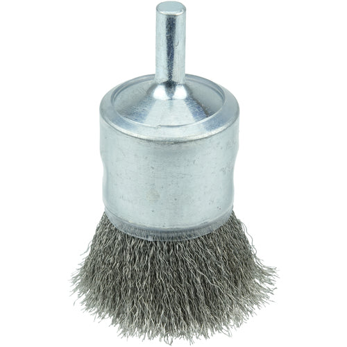 1″ Coated Cup Crimped Wire End Brush, .006″ Stainless Steel Fill - Americas Industrial Supply