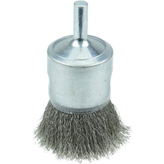 1″ Coated Cup Crimped Wire End Brush, .006″ Stainless Steel Fill - Americas Industrial Supply
