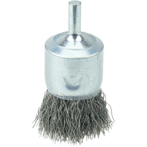 1″ Coated Cup Crimped Wire End Brush, .0104″ Stainless Steel Fill - Americas Industrial Supply